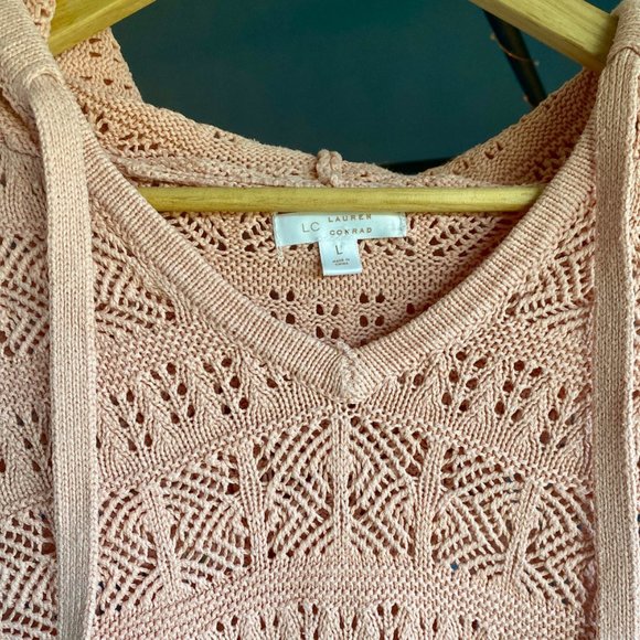 3 For $25! Lauren Conrad Peachy Coral Knit Sweater Hoodie - Picture 2 of 3